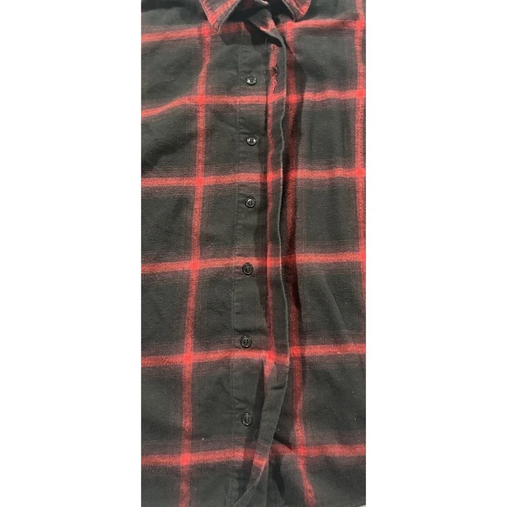 Banana Republic Flannel Shirt Mens Large Red Black Plaid Long Sleeve Casual Logo